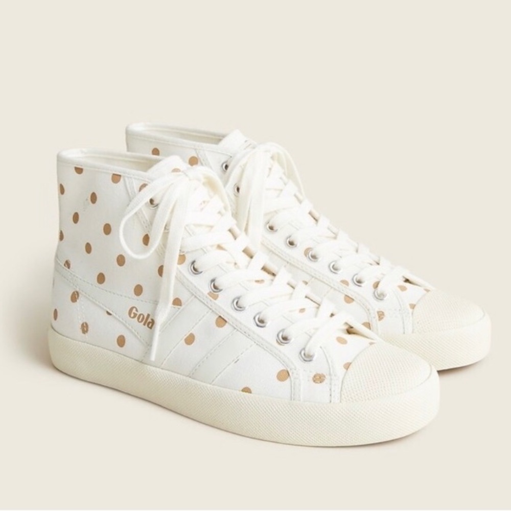 Gola X J.Crew hi top off white polka dot sneaker